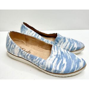 Life Stride Womens Size 5.5 Blue Bloom‎ 2 Slip On Flat Shoes NEW